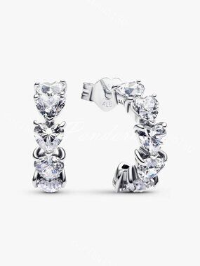 Pandora Sparkling Hearts Open Hoop Earrings